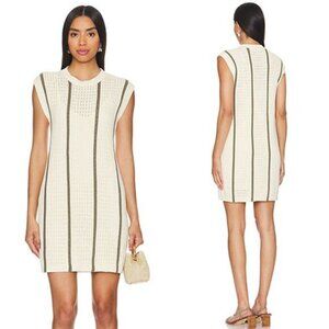 NWT Anine Bing Lanie Mini Dress Women's Ivory and Army Green Stripe Size: Medium